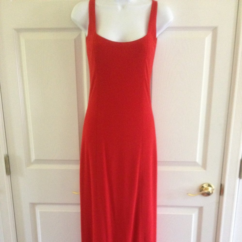 Custom-Made Red Sleeveless Sheath Formal Gown Maxi Dress Sz 4